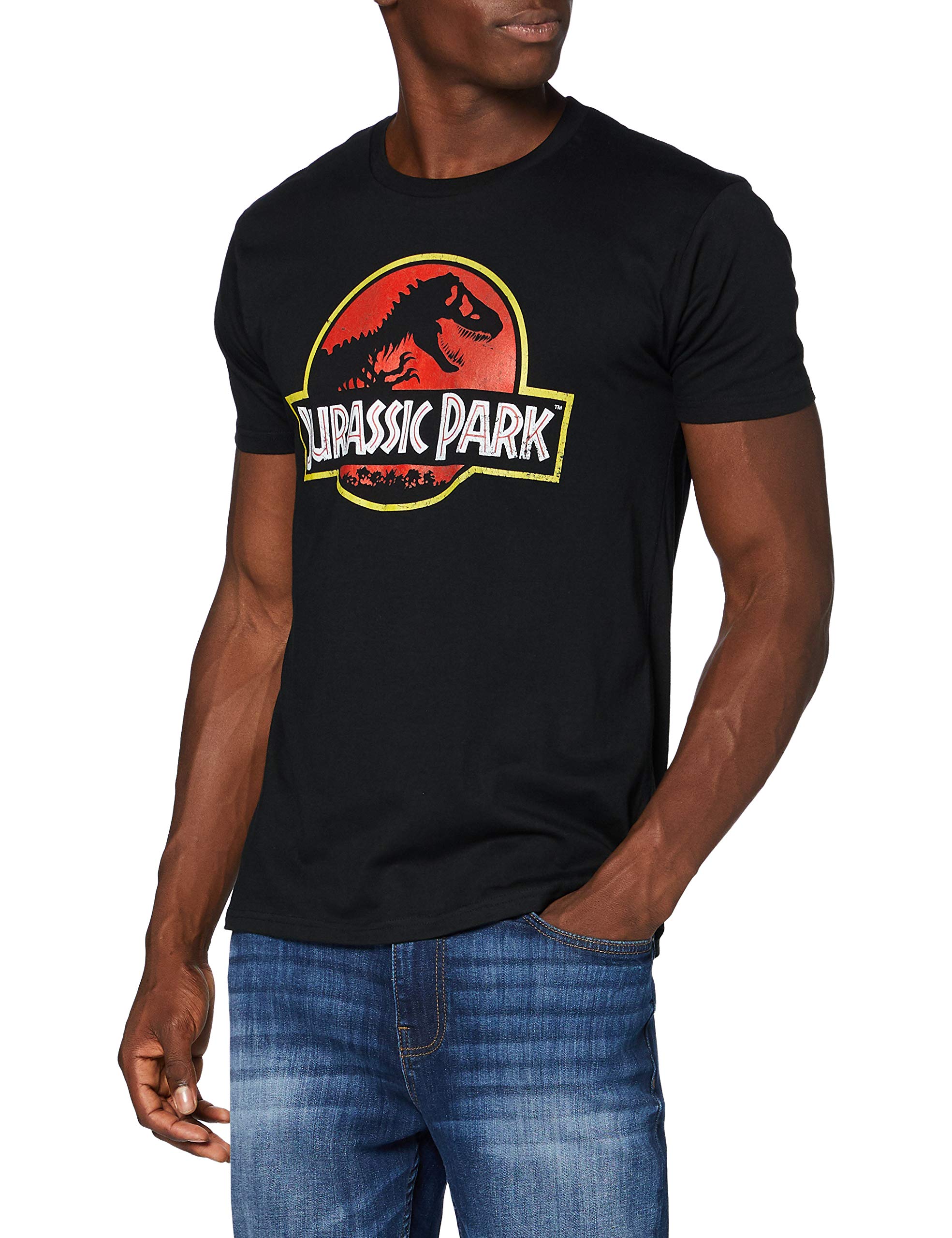 Cotton division Herren Jurassic Park T-Shirt, schwarz, L