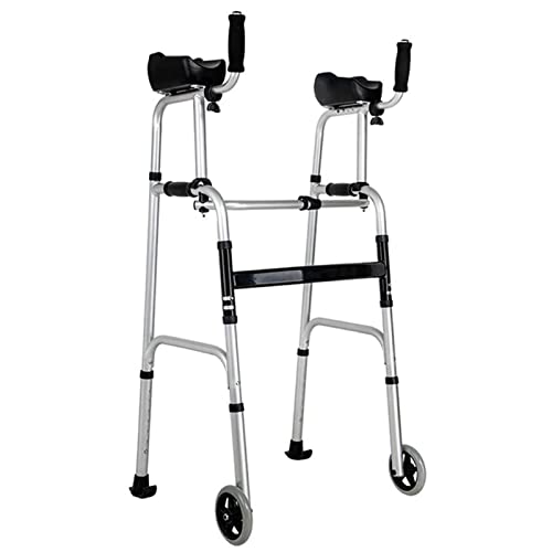 Walker,Stahlfaltrolle Für Erwachsene Mit 2 Rädern,All Terrain High Walker,leichte Ergonomische Griffe,tragbarer Walker