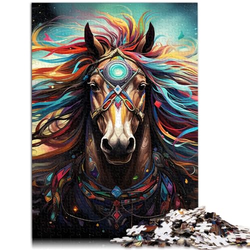 Puzzle-Geschenk, farbige Pferde, 1000 Teile, Premium-Puzzle, Holzpuzzle, anspruchsvolles, unterhaltsames Spiel für die ganze Familie, 1000 Teile (50 x 75 cm)