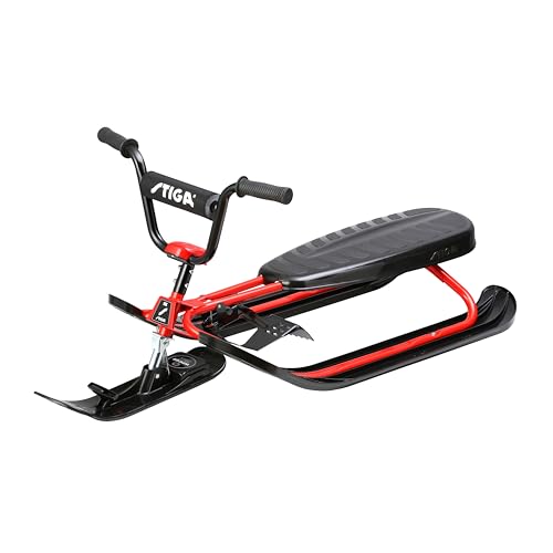 STIGA Snowracer Curve SX – Robuster Schlitten mit BMX-Lenker, Stahlrahmen, Bremse und Zugseilwinde – Lenkschlitten für Kinder ab 7 Jahren und Erwachsene, Max. 90 kg