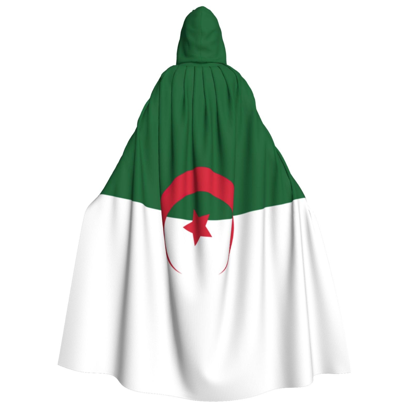 WURTON Kapuzenumhang mit Flagge von Algerien, Unisex, für Halloween, Karneval, Cosplay, vielseitig, für Erwachsene