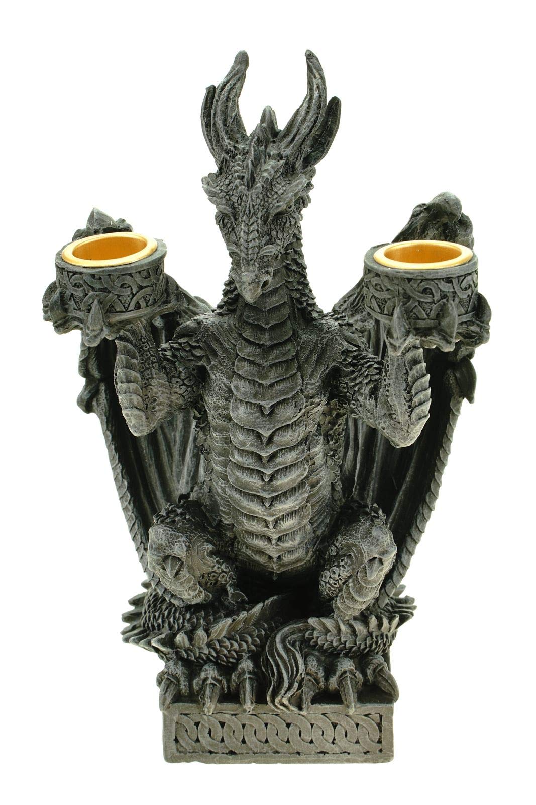 Vogler 766-2963 Kerzenhalter Drache hält Kerze 20 cm Dragon Figur