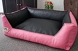 Hundebett Hundesofa Schlafplatz Kunstleder Similpelle Farbe und Größe wählbar von XS bis XXL (80 cm X 60 cm, rosa schwarz)