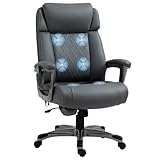 Vinsetto Massage-Bürostuhl 6-Punkt-Massage-Drehstuhl aus Kunstleder mit gewölbter Kopfstütze und Armlehne, schwarz, 70B x 76,5T x 124H cm