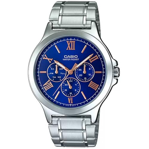 Casio MTP-V300D-2A Men's Standard Stainless Steel Multifunction Blue Dial Watch