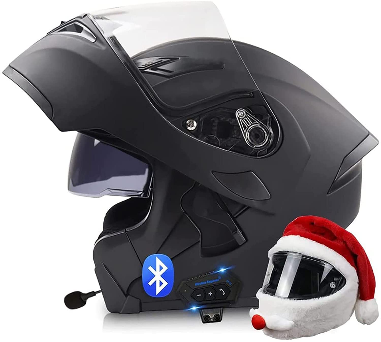 Integrierter Bluetooth-Helm Klapphelme Modularer Helm Integralhelm Motorradhelm,ECE/DOT-zertifizierter Moped-Motorcross-Elektrorollerhelm Mit Doppelvisier,für Damen Herren