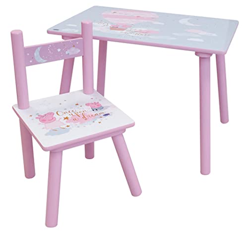 Fun House 713499 Peppa Pig Dream Tisch H 41,5 x B 60 40 cm mit einem Stuhl H 49,5 x L 31 x T 31,5 cm für Kinder