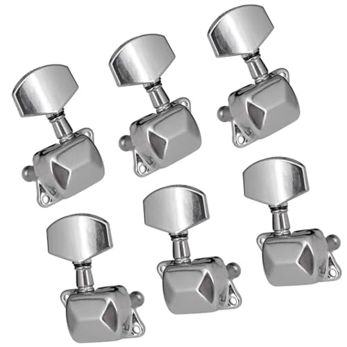 Strings Tuning Pegs Mechaniken Für Gitarre 6 Stück halbgeschlossene Stimmnadeln für elektrische Akustikgitarre, Stimmschlüssel für Stimmköpfe 3L3R (Color : Silver)