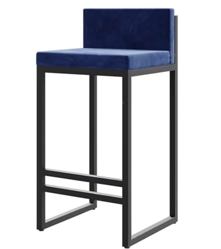 Barhocker Barstühle Barstuhl Samt Barhocker Schwarz Eisen Bar Stuhl Hohe Hocker Für Restaurants Esszimmer Stuhl Bar Stühle Barsessel(Blue,75cm/29.5")