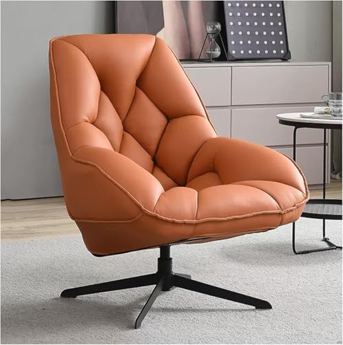 Drehbarer Sofastuhl aus Kunstleder, drehbarer Lounge-Sessel für das Wohnzimmer, gepolsterter Sitz, moderner Sessel aus der Mitte des Jahrhunderts für Wohnzimmer, Orange