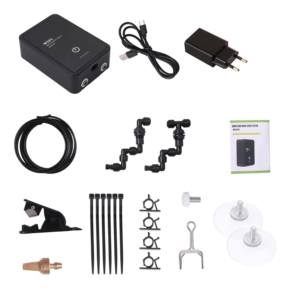 Ranber WiFi Smart Reptile Luftbefeuchter Timer Automatischer Regenwald-SprüHsystem Kit Sprinklersteuerung BewäSserungsset EU-Stecker