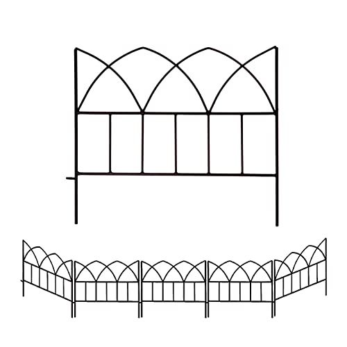 SCENDOR GARDEN 5er-Pack Dekorative Zaunpaneele 45X40X0.5cm Rostfrei Hundezaun für Outdoor Faltbare Landschafts Patio Zäune Blumenbeet Tier Hunde Barriere (Schwarz A)