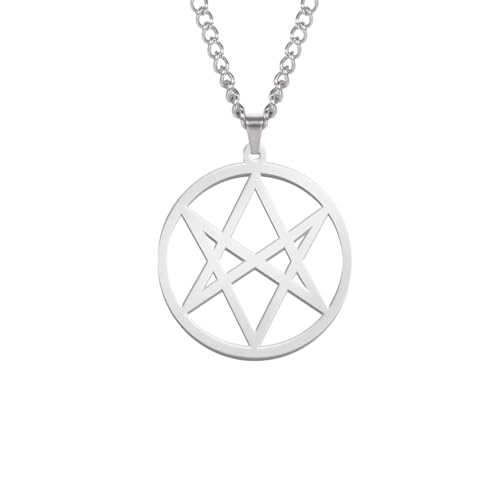 GZHENGZG Hexagramm Unicursal Halskette Geometrie Anhänger Spiritueller Schmuck Talisman Heilige Magie, Herren Halsketten, Damen Halsketten, Paar Halsketten, Amulett Geschenke für Männer, Weihnachten