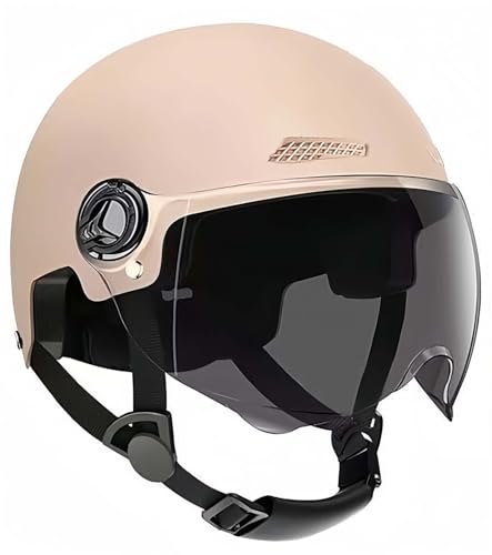 Offener Helm, Halber Motorradhelm Mit Visier, Cruiser-Schutz In ECE-Geprüftem Fall, Schützt Effektiv Die Verkehrssicherheit, Unisex H,52-60CM