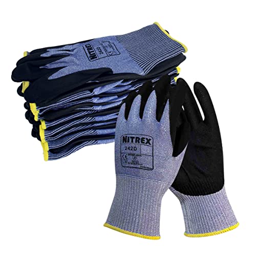 NITREX Unigloves 242D Wiederverwendbare Handschuhe mit PU-Nitril-Handflächenbeschichtung, NitreGuard-Technologie und schnittfestem Innenfutter, blau/schwarz