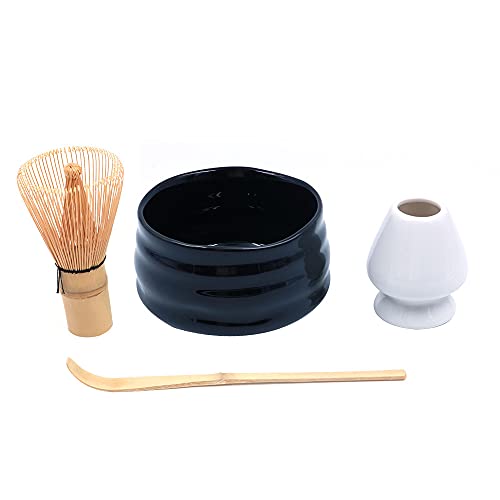 ANCLLO 4-teiliges japanisches Matcha-Teeset, Schneebesen, Schale, Halter, Bambuslöffel für traditionelle japanische Teezeremonie #1