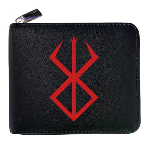 RYNDEX Berse-rk Anime Wallet, Leder Geldbörse mit Reißverschluss-Design, Geldbörse Geldbeutel Portemonnaie für Geschenkidee(Color:Black 3)