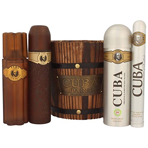 Cuba Geschenk-Set 5-teilig - 1x Cuba Eau de Toilette (100 ml), 1x Cuba Deodorant (200 ml), 1x Cuba After Shave (100 ml), 1x Cuba Eau de Toilette (35 ml), 1x Holzeimer.