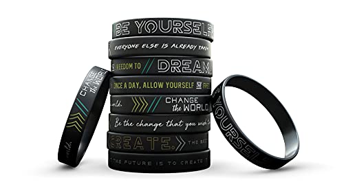 Inkstone 12 Stück Be Yourself Change The World Create Dream inspirierendes Silikon-Armband Großhandel Großhandel Lot Bundle – Unisex Geschenk für Teenager Männer Frauen Erwachsene