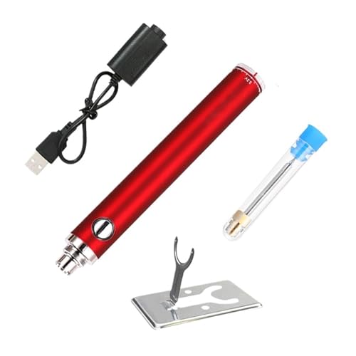 WLLKIY 8W 5V Batterie Lötkolben Kit Temperaturregelung Outdoor Ferro De Solda Tragbares Ladekabelloses Elektrisches Lötkolbenset Sicher Und Stabil(Red)