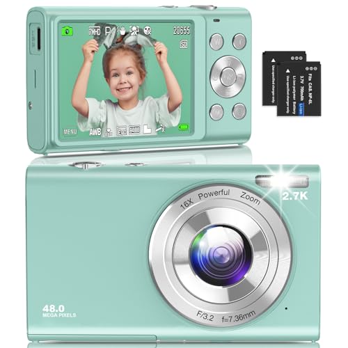 Digitalkamera, Autofokus-Vlogging-Kamera HD 2,7 K 48 MP mit 2,8 Zoll großem Bildschirm, 16-facher Digitalzoom, tragbare Mini-Kamera für Fotografie, Youtube-Vlogging-Kamera für Kinder