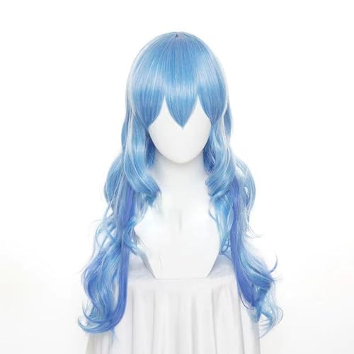 WCCNKK Anime Cosplay Perücke for DATE A LIVE Himekawa Yoshino Cosplay-Perücke, Blaues Langes Lockiges Haar, Kostüm-Halloween-Perücke, Kostümparty, Anime-Show, Mit Perückenkappe