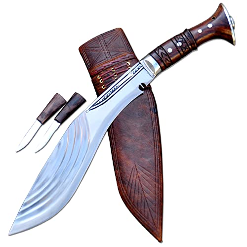 THE NEPAL 33 cm lange Klinge, Gurkha-Khukuri-Messer, 5 Chirra-Khukuri-Messer, Kukri, handgeschmiedet, gehärtete Machete, echte funktionierende Kukri-Machete