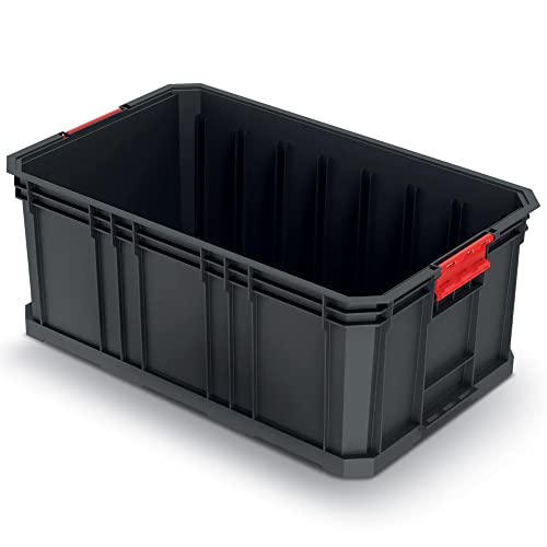 Kistenberg Transportkiste Stapelbox Werkzeugkiste Lagerkiste Aufbewahrungsbox Modulkiste (stapelbar, Ladefähigkeit bis 50 kg, Kunststoff, schwarz, Modular Solution 520 x 329 x 210 mm)