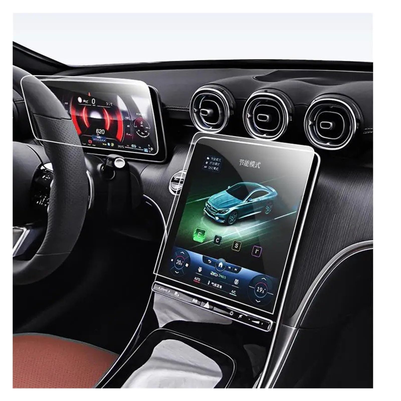 IMMLSX Für Für Benz Für C-Klasse W206 2022 Auto-GPS-Navigation Armaturenbrett Autoinnenausstattung Displayschutzfolie Aus Gehärtetem Glas Navigation Schutzfolie Navigations-Displayschutz