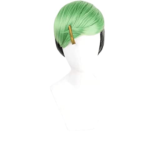 LINLINCD-Wig Anime Cosplay Anime Cosplay Perücke JoJo's Bizarre Adventure Perücke Grün Schwarz Kurzhaar for Toho Tsunetoshi Rollenspiel Perücken mit Perückenkappe for Party Halloween