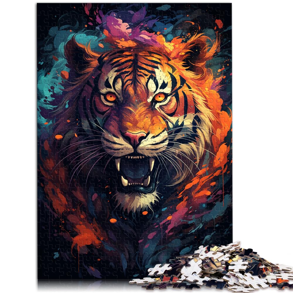 Spielgeschenk Puzzle Buntes Gemälde Tiger Puzzles für Erwachsene 1000-teiliges Holzpuzzle Interessantes Puzzle zur Stressreduzierung 1000 Stück (50 x 75 cm)