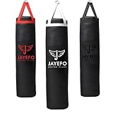 Jayefo Punch Bag Boxing Training – Hängender Boxsack für Boxen, Karate, Muay Thai, Kickboxen, MMA, Boxsackhalterung für das Training zu Hause 70 bis 100 lbs | Ungefüllt 4 Fuß (Weiß)