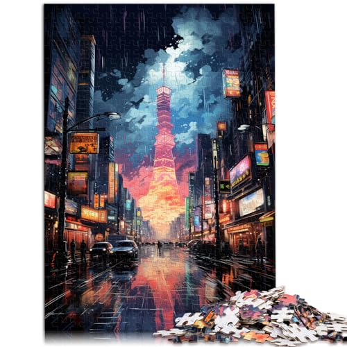 Puzzle, farbenfrohes psychedelisches Neon-Puzzle mit der Stadt Tokio, Puzzle für Erwachsene, 1000 Teile, Holzpuzzle, Familienaktivität, Puzzle, Lernspiele, 1000 Teile (50 x 75 cm)