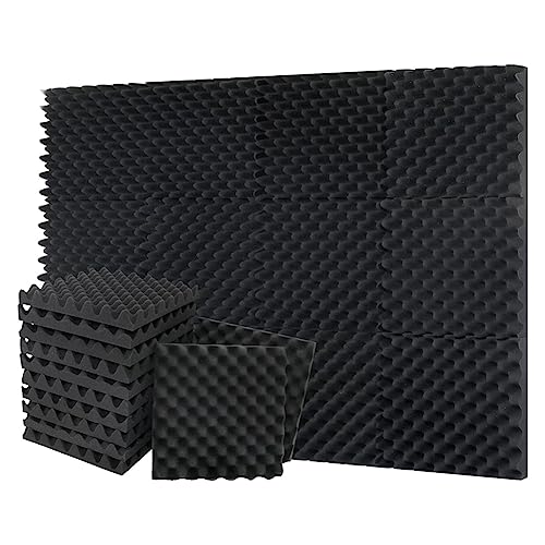 yomoe 12 Stück selbstklebende schalldichte Schaumstoffplatten, hochdichte, schalldichte Wandpaneele, Eierkisten-Soundpaneele – 3,8 x 30,5 x 30,5 cm