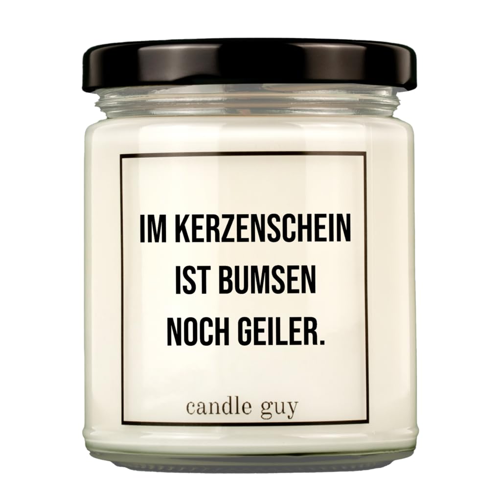 candle guy Duftkerze | Im Kerzenschein ist Bumsen noch geiler. | Handgemacht aus 100% Sojawachs | 70 Stunden Brenndauer