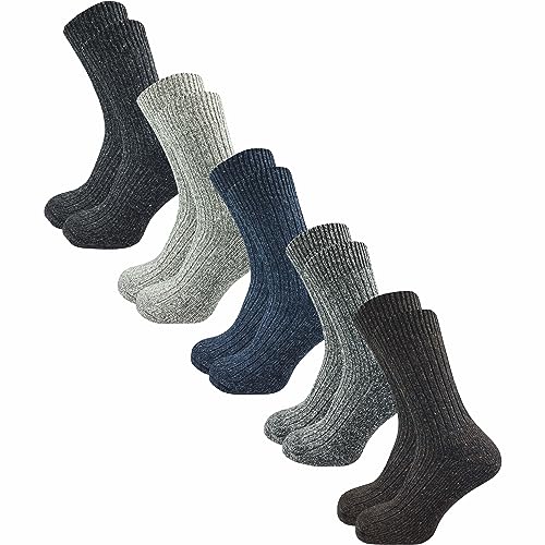 GAWILO warme & gepolsterte Herren Norweger Socken aus 70% Wolle (10 Paar) | dicke Fersenpolster mit Plüschsohle | Outdoorsocken gegen kalte Füße (43-46, mix)