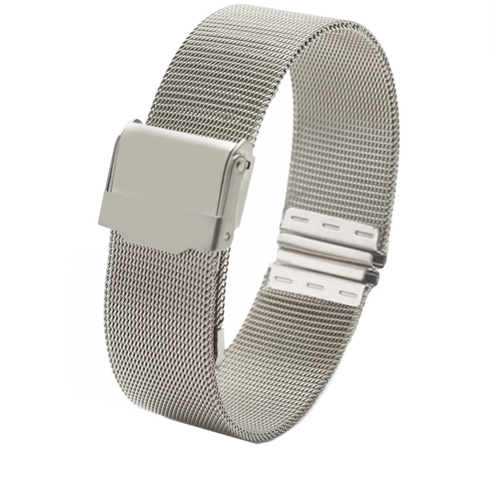 SCRUBY Milanische Schleife weiblich Einfaches Watchband 12 13 14 15 16 17 18 19 20 22mm Metallwebe Modetrendarmband für Dw ar Uhrenarmband(Silver,17mm)