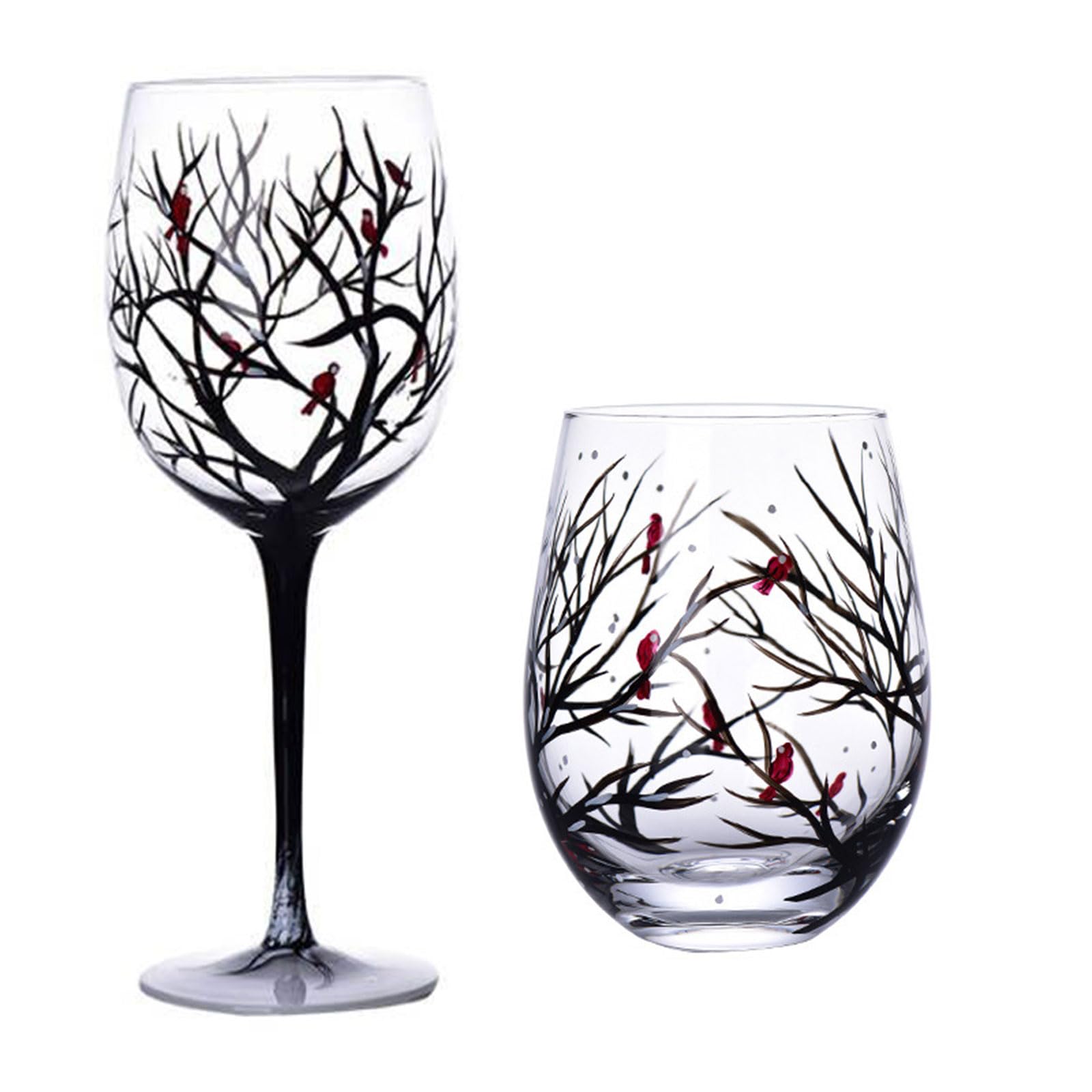 Four Tree Weingläser, Kelch, kreativ, bedruckt, rund, Glasbecher für Wein, Bier, Cocktail, große Kapazität