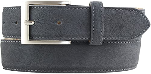 BELTINGER Italienischer Veloursleder-Gürtel, 35 mm breit, Herren, Anzuggürtel, Hosengürtel, Wildleder, Schließe Silber | Anthrazit 115cm