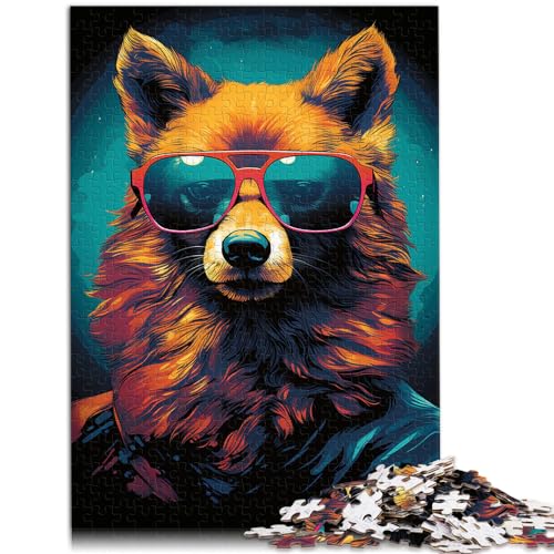 Puzzle-Geschenk, Fuchs-Boss mit Sonnenbrille, 1000 Teile, Puzzle-Geschenke, Holzpuzzle, Lernpuzzle für anspruchsvolles Puzzlespiel und Familienspiel (50 x 75 cm)