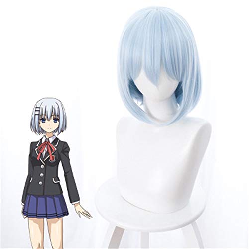 LINLINCD Cosplay wig Anime Date Eine Live Tobiichi Origami Cosplay Perücke Kurze gerade gerade hitzebeständige synthetische Haare Halloween Karneval Kostüm Perücken Kuz394