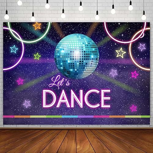 Let ' s Dance-Hintergrund-Scheinwerfer-Kreis, Neon-Star der 80er Jahre der 90er Jahre Geburtstag Buddy Fotografie Hintergrund Foto Studio Requisiten Photozone300x200cm