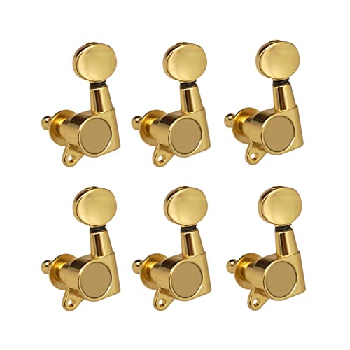 ALFAAL Gitarrenstring-Tuning-Tuning-Tuning-Maschinen Maschinenkopf-Tuning-Tasten Oval-Taste Für E-Gitarre Akustikgitarre (Color : Gold 6 Left)