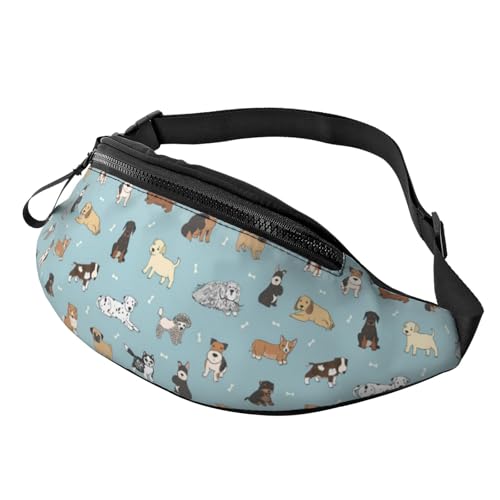 HSJFS Modische Hüfttasche mit Motiv Wolf heulender Mond, verstellbare Hüfttasche, lässige Brusttasche, Puppy Doodles, Einheitsgröße