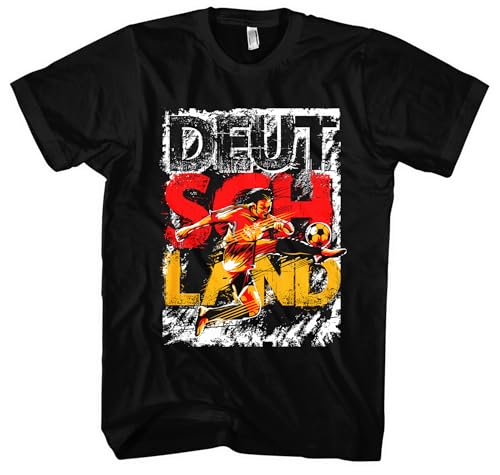 Deutschland Herren T-Shirt | Deutschland Trikot Deutschland Shirt EM WM Deutschland Flagge Tshirt Germany Fußball | M1 Schwarz (4XL)