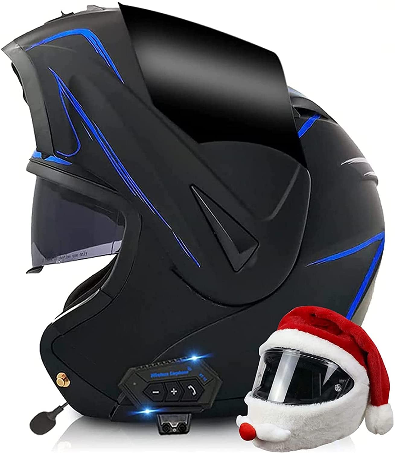 Klapphelm Integrierter Bluetooth Motorradhelm Mit Doppelvisier Modular-Helm DOT/ECE Genehmigt Motorrad Full Face Helm Rollerhelm Anti-Fog-Doppelspiegel Sturzhelm Unisex