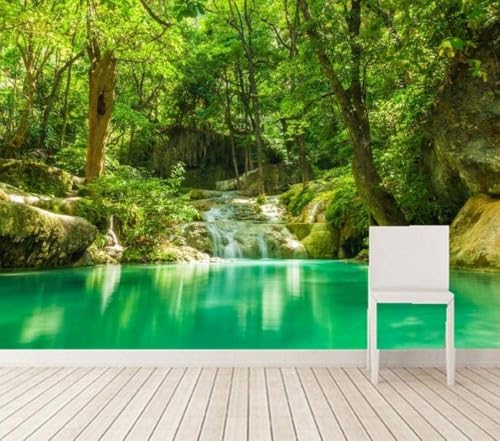 Tropischer Wald Wasserfälle Bäume 3D Tapete Poster Restaurant Schlafzimmer Wohnzimmer Sofa TV Dekorative Wand-150cm×105cm