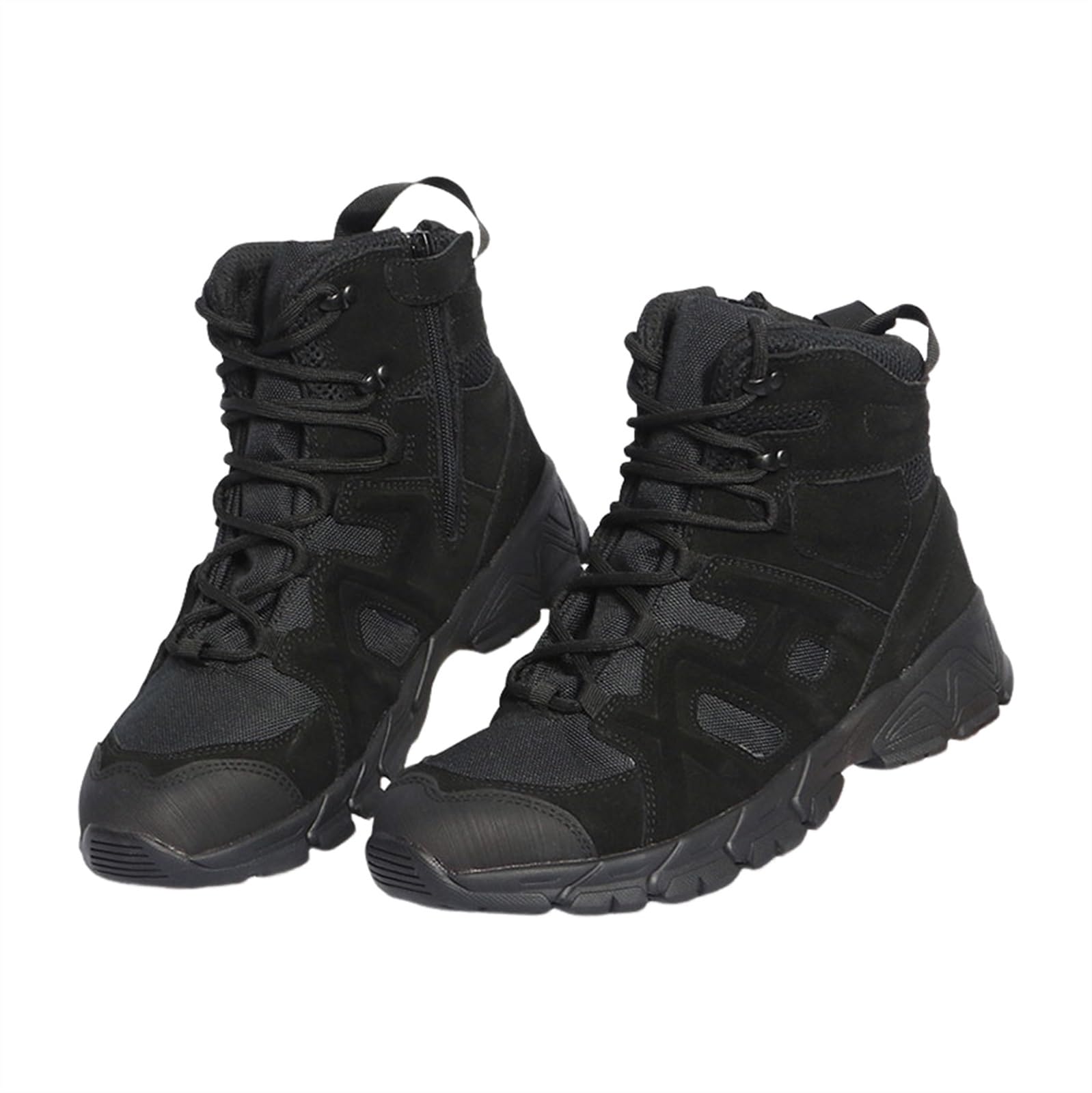 Wasserdichte Wanderstiefel Für Herren, Taktische Herrenstiefel Zum Schnüren Mit Seitlichem Reißverschluss Und Mittelhohem Oberteil, Rutschfeste, Leichte, Langlebige, Atmungsaktive ( Color : Black , Si