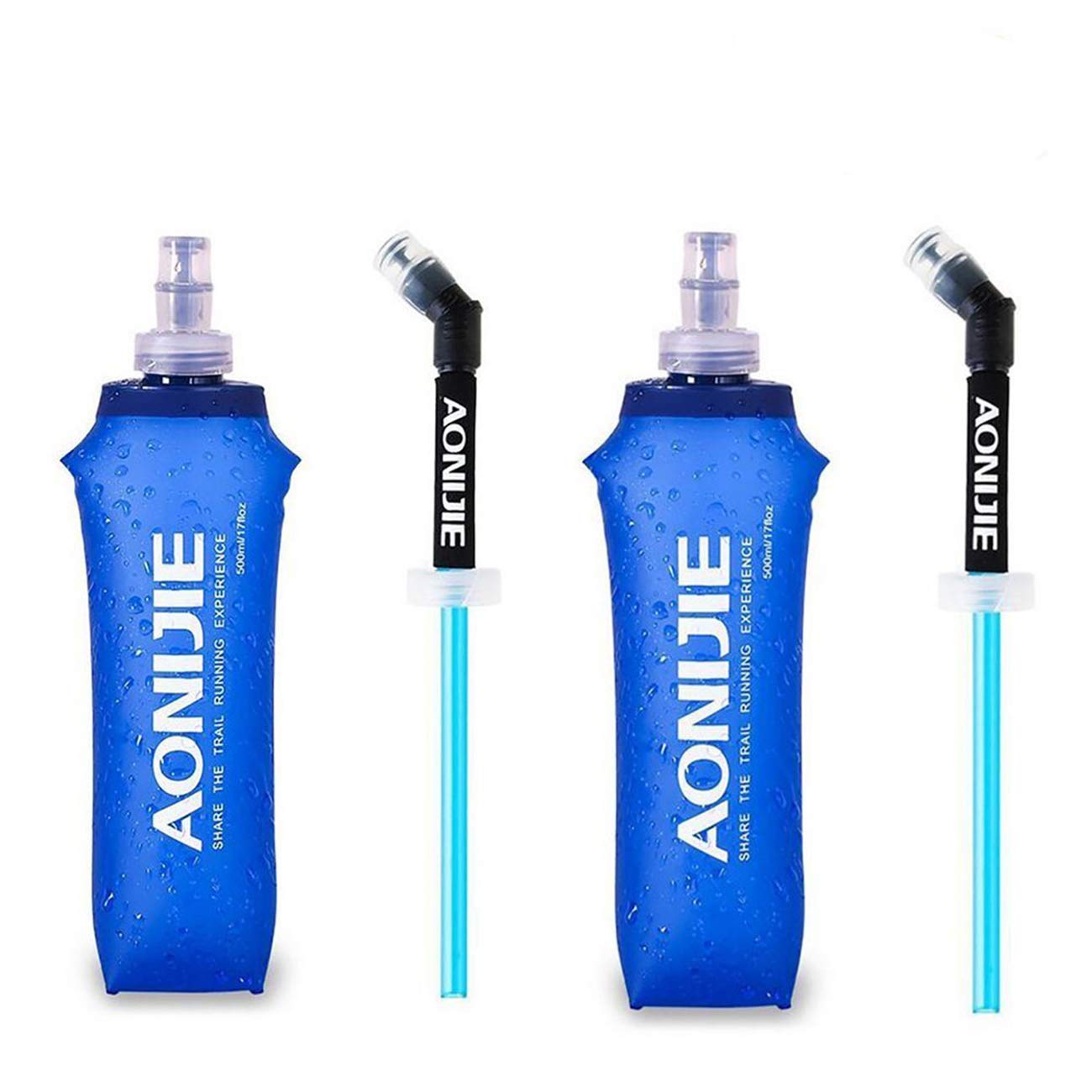 AONIJIE Trinkflasche aus TPU, weich, BPA-frei, zusammenklappbar, für Marathon, Laufen, Wandern, Radfahren, 500 ml, 2 Stück