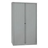 BISLEY Rollladenschrank EuroTambour, 4 Fachböden, 5 OH, Metall, Sl355 Rollladen/Korpus Silber, 43 x 120 x 198 cm